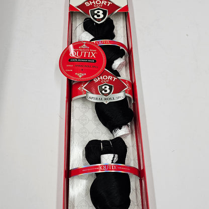 Curly human hair weave short cut; spiral roll 3pcs; wefts;sew-in; 8 inch image 1