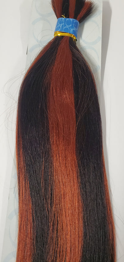 Human hair tangle-free micro perm yaki bulk for braiding; straight. image 0