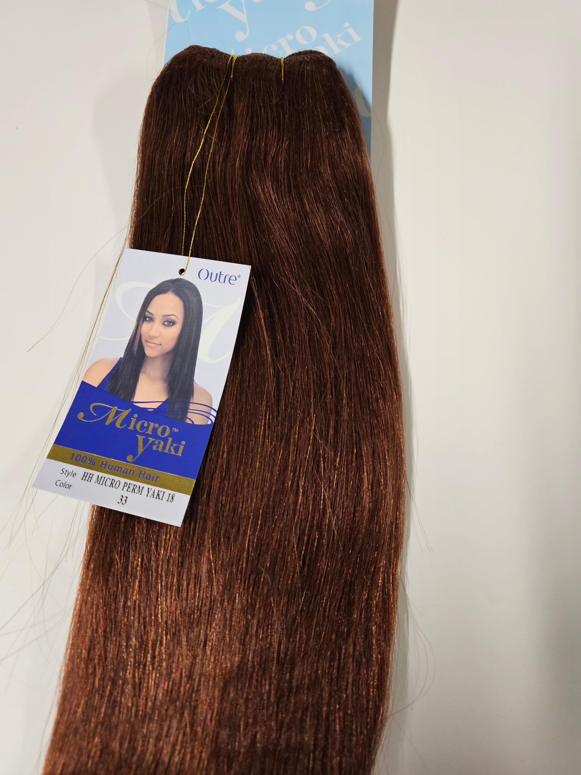 Human hair tangle-free micro perm yaki weave; straight; weft; sew-in. image 8