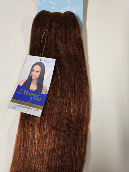 Human hair tangle-free micro perm yaki weave; straight; weft; sew-in. image 8
