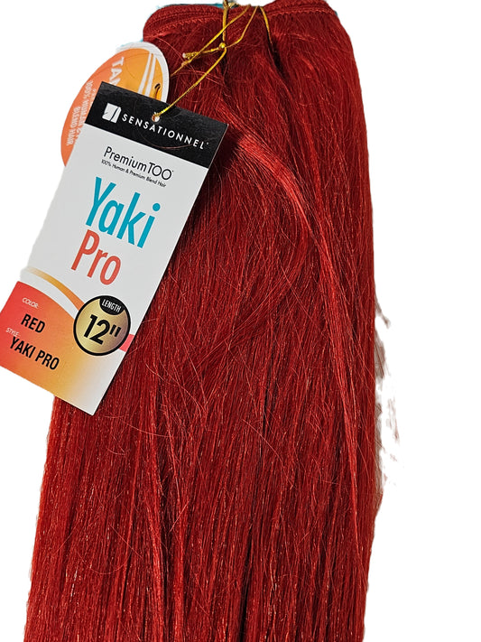 Human hair and premium blend weave straight for sew-in; weft; Yaki pro image 1