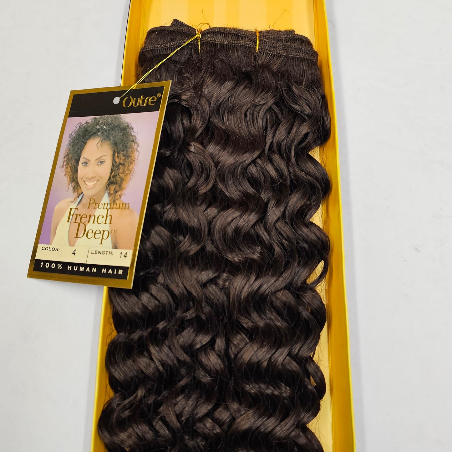 Human hair tangle-free premium french deep wave weave; curly sew-in weft image 4