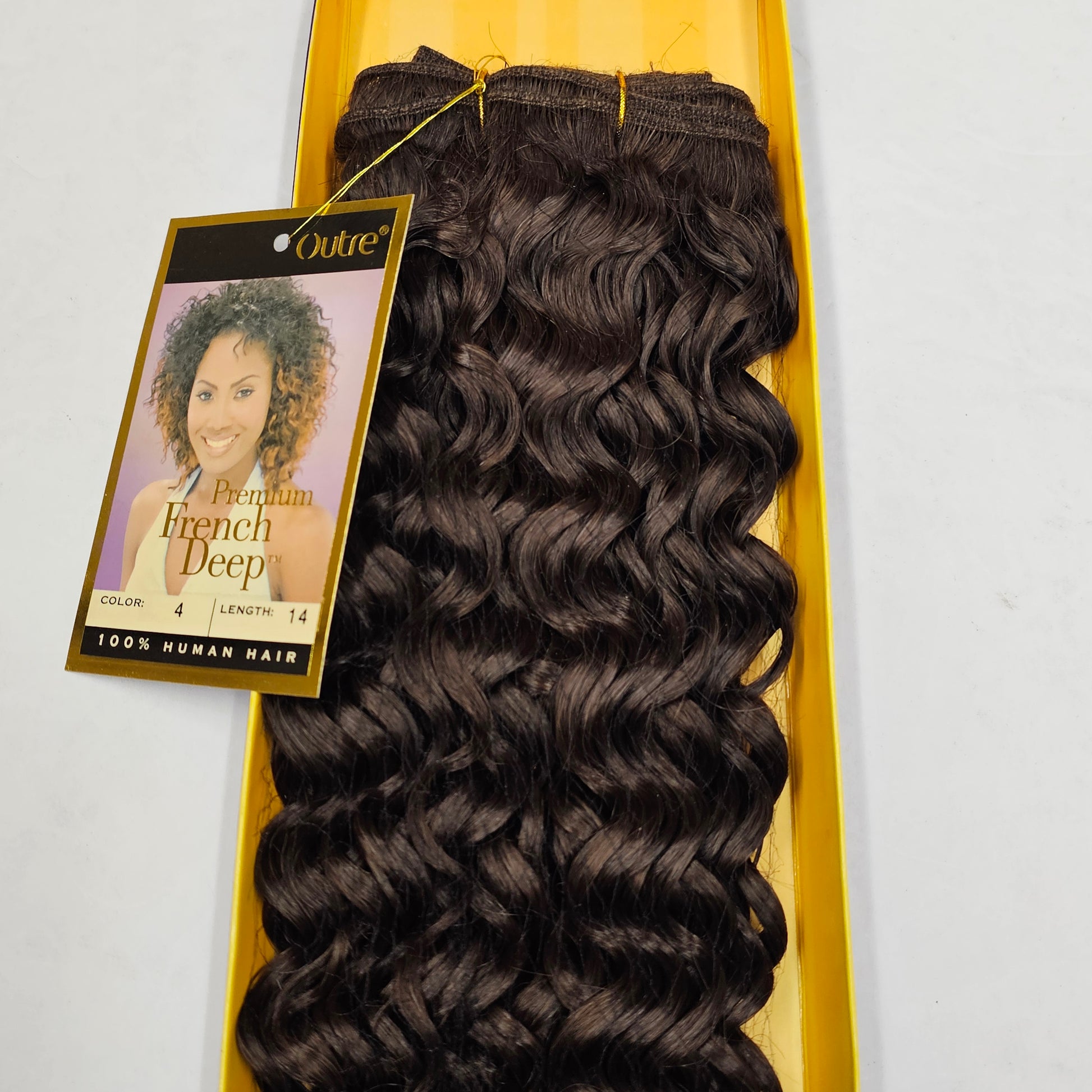 Human hair tangle-free premium french deep wave weave; curly sew-in weft image 4