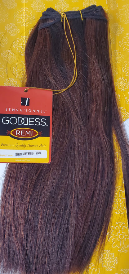 Human hair remi silky weave; straight sew-in weft; Goddess image 1