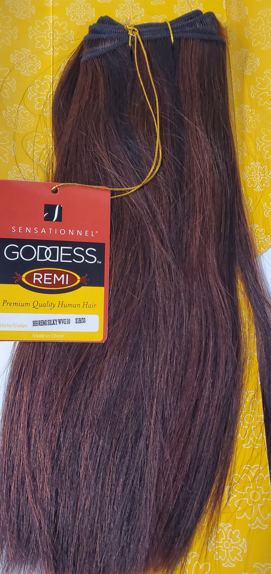 Human hair remi silky weave; straight sew-in weft; Goddess image 1