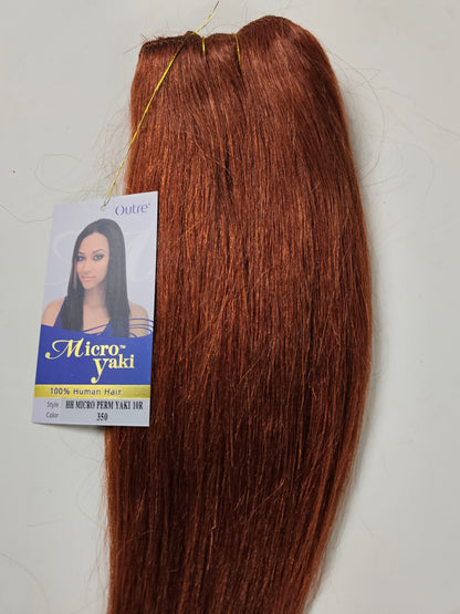 Human hair tangle-free micro perm yaki weave; straight; weft; sew-in. image 3