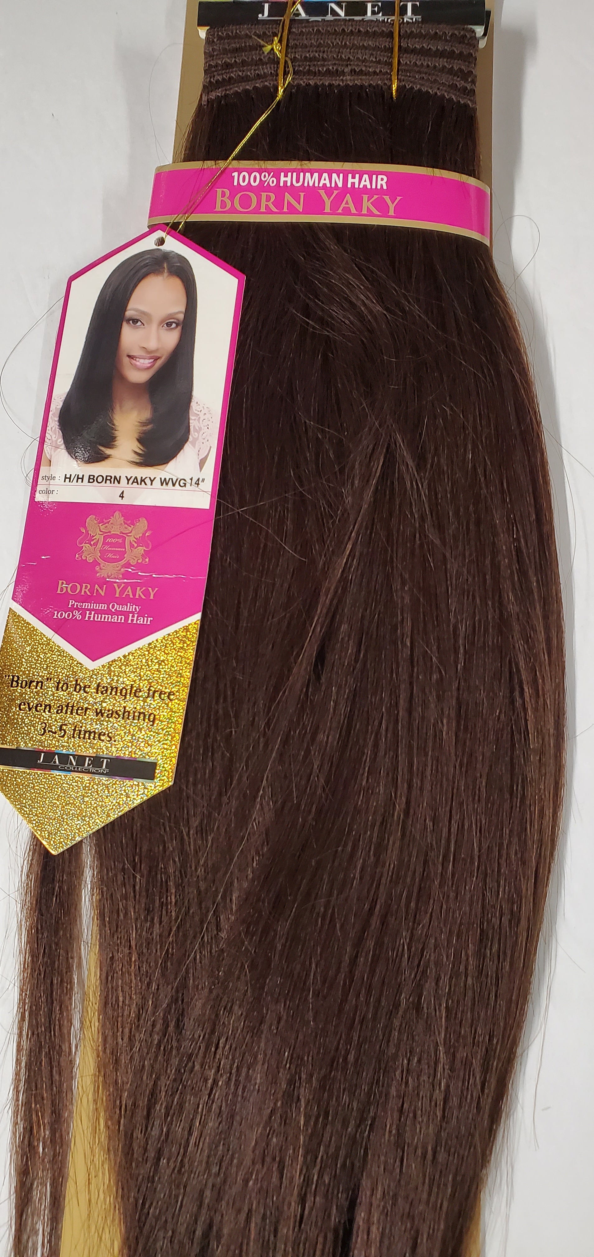 Human hair tangle-free weave born yaky; straight sew-in weft. image 3