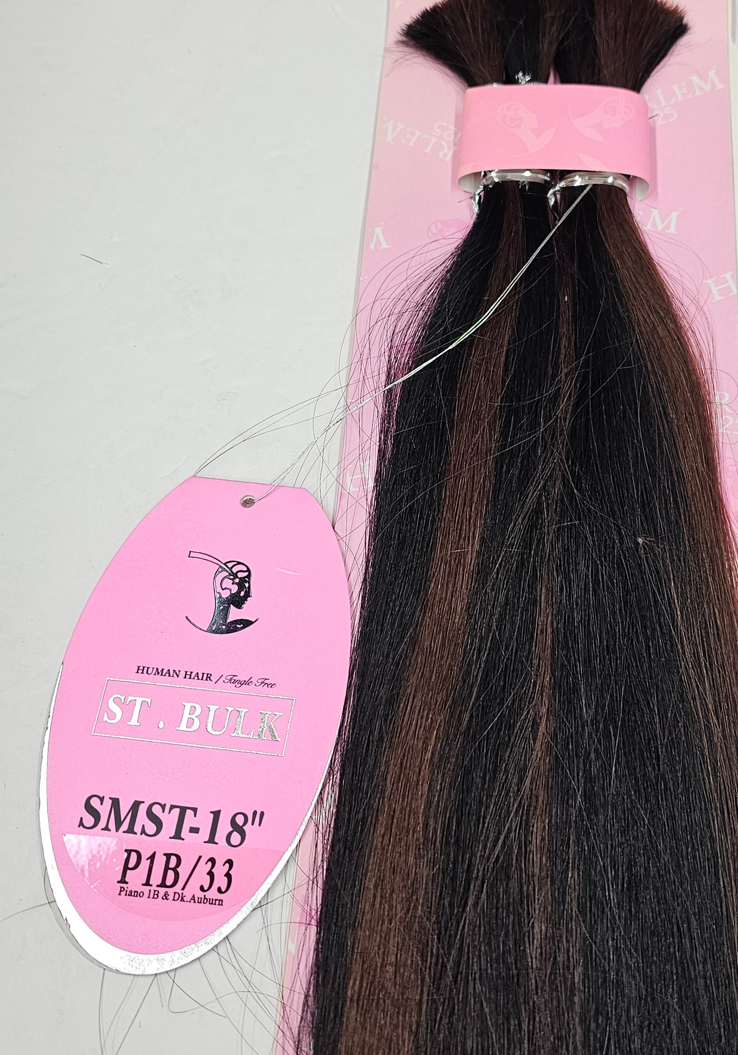 Tangle-free human hair silky straight bulk for braiding; mixed colors image 0