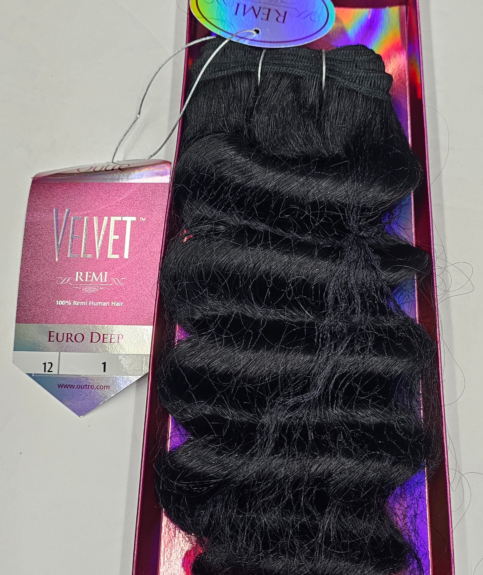 Velvet remi human hair weave Euro deep wave; curly sew-in weft. image 6