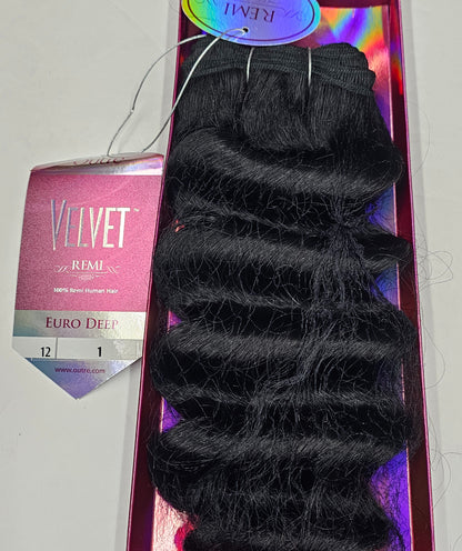 Velvet remi human hair weave Euro deep wave; curly sew-in weft. image 6
