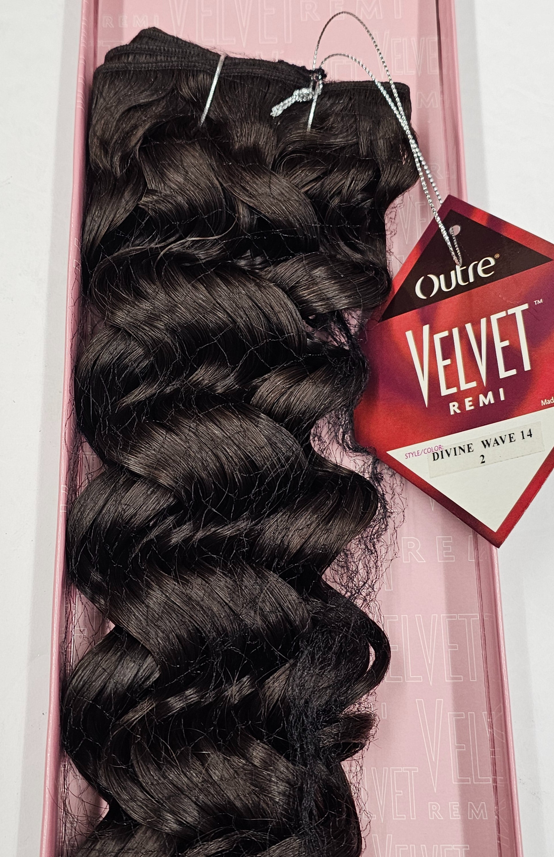 Outre velvet remi human hair weave divine wave; curly sew-in weft. image 6