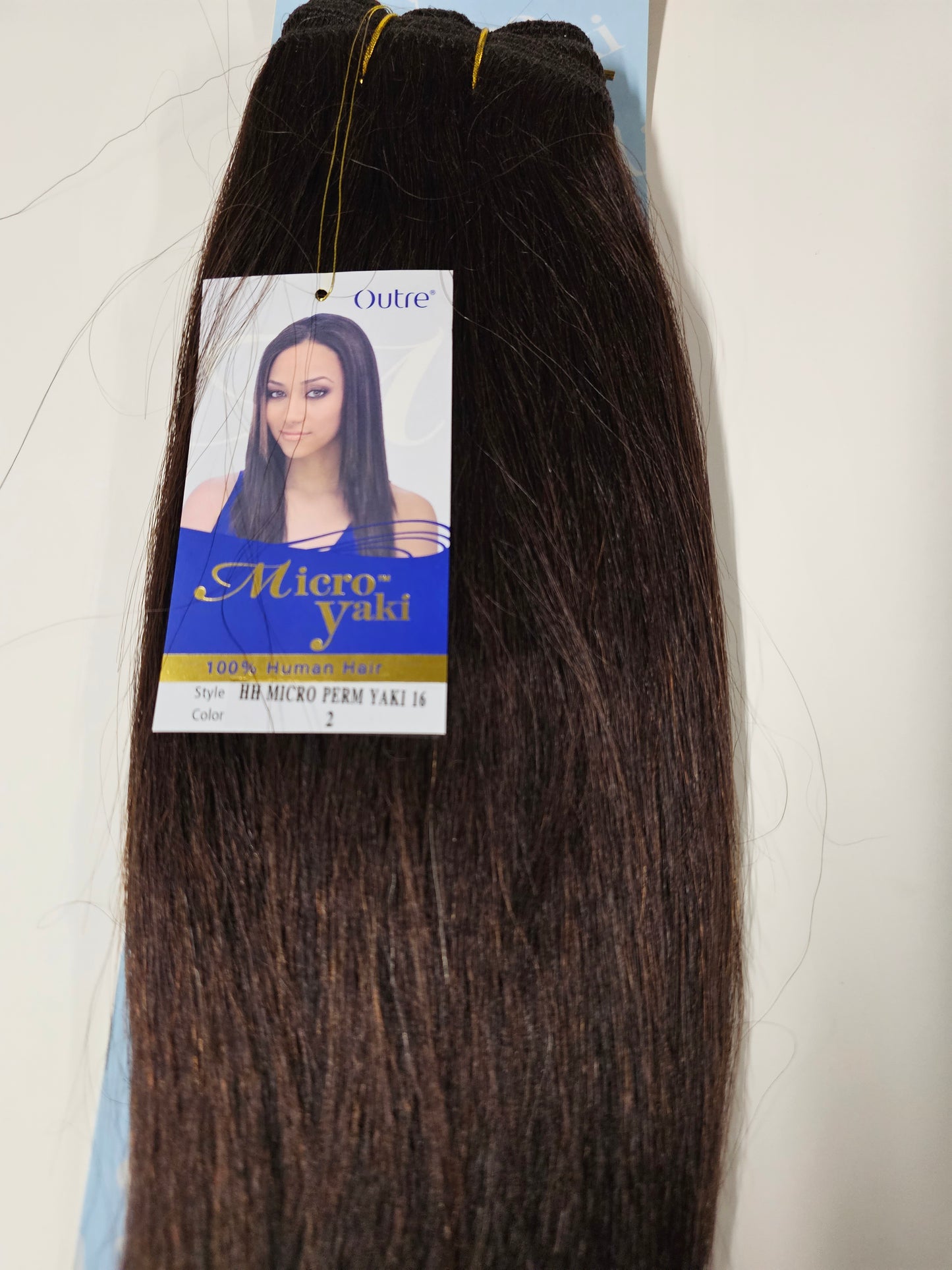 Human hair tangle-free micro perm yaki weave; straight; weft; sew-in. image 7