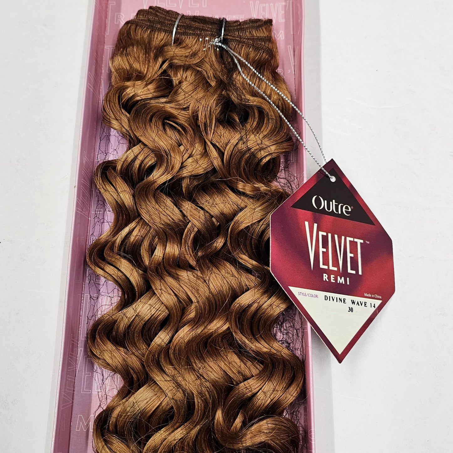 Outre velvet remi human hair weave divine wave; curly sew-in weft. image 1