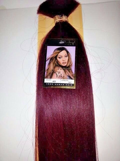 Human hair tangle-free premium new yaki bulk straight for braiding; 16inch image 2