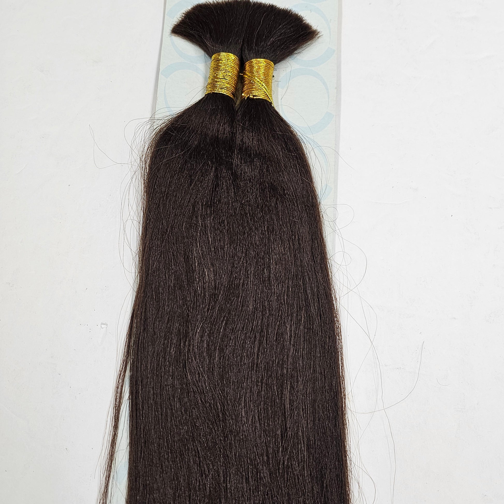 Human hair tangle-free micro perm yaki bulk for braiding; straight. image 6