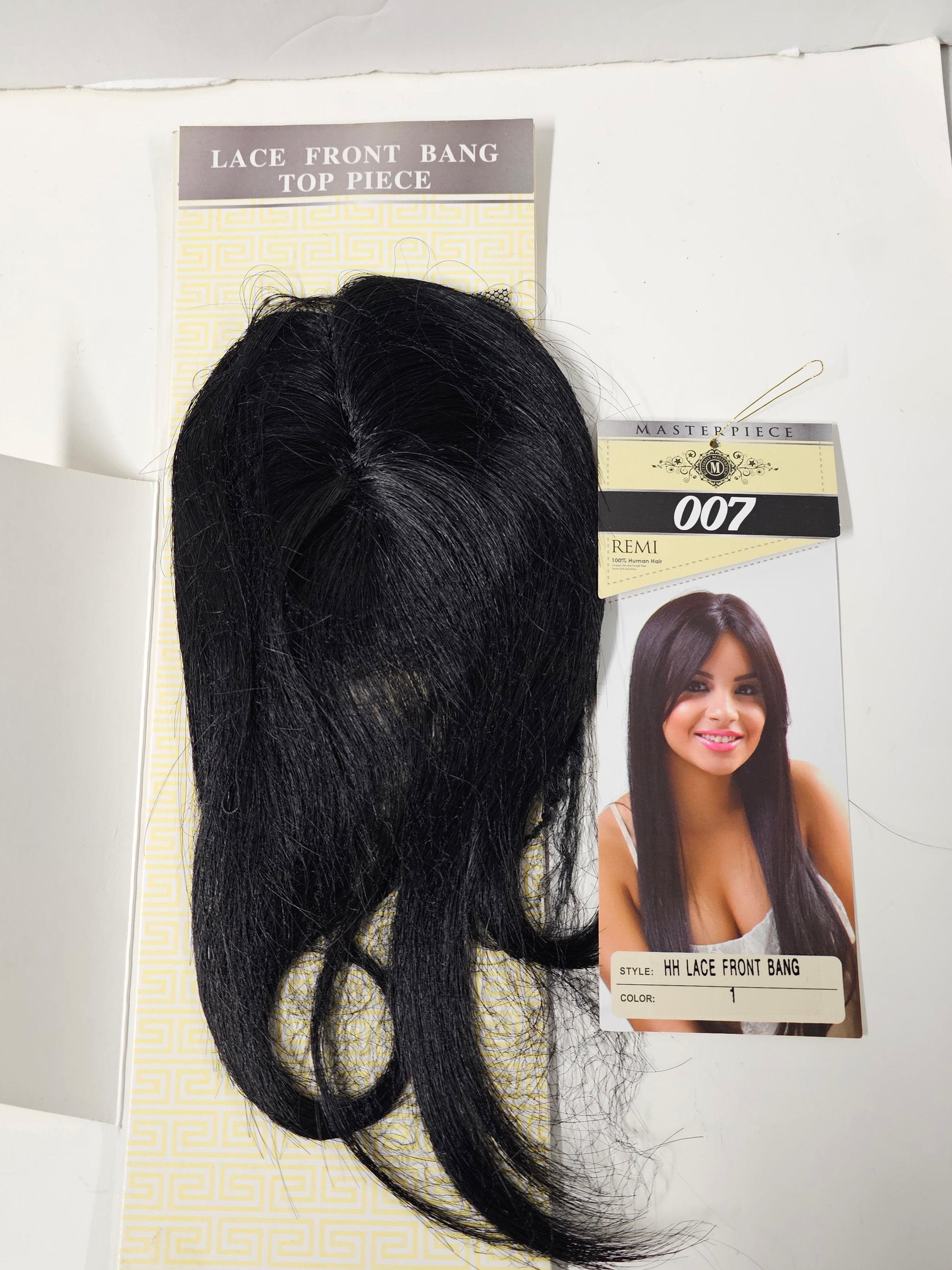 Hand tied lace front band; Straight; top piece image 1