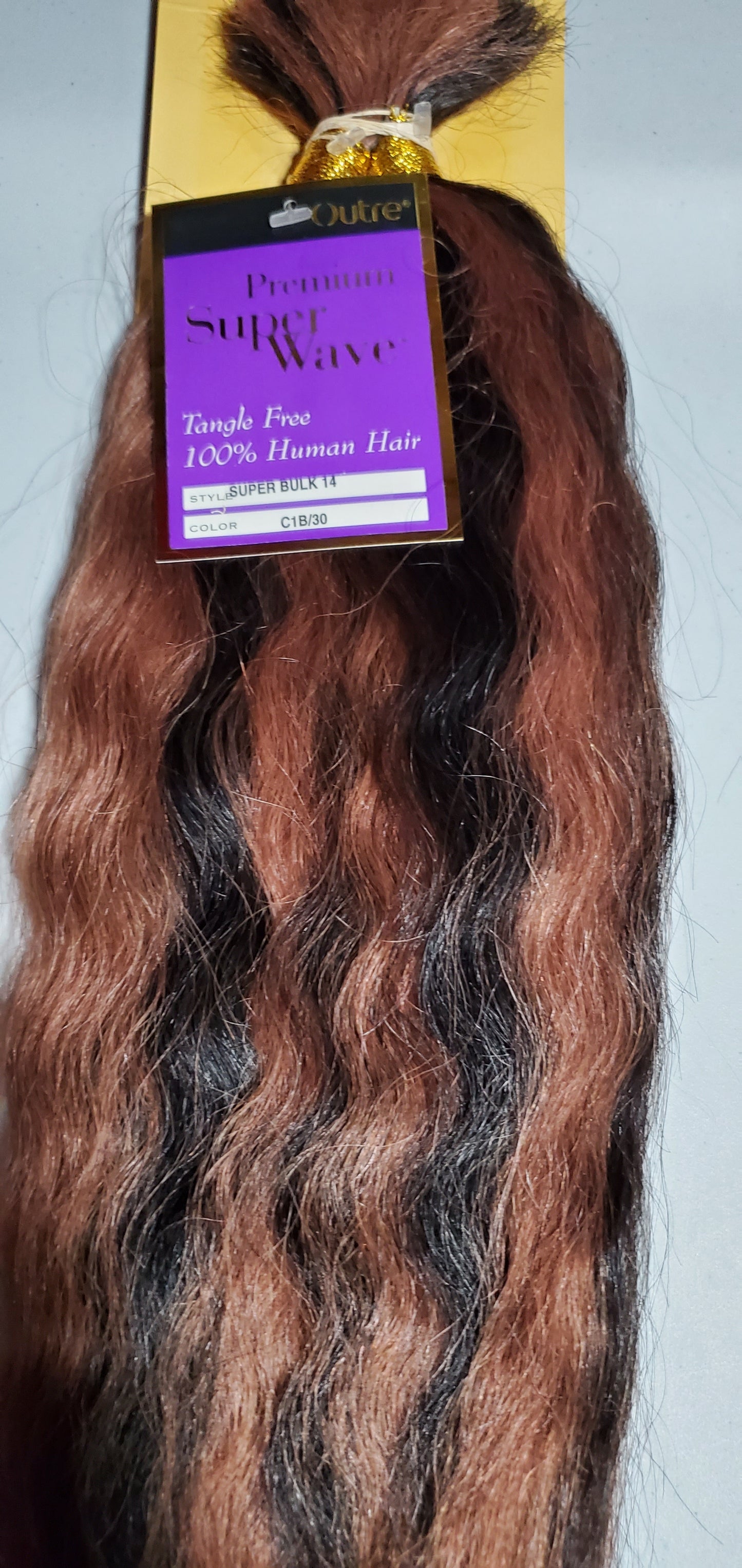 Human hair super bulk wavy for braiding; 14 inch #1B/33 image 1