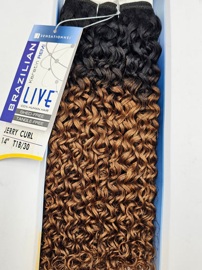 100% human hair weave;live brazilian keratin remi; jerry curl;sensationnel image 3