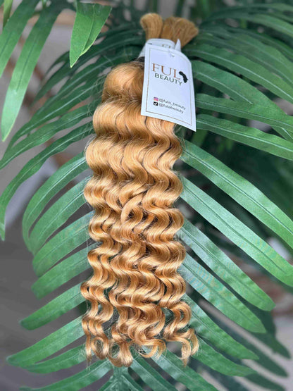 Deep wave human hair bulk for braids styling.