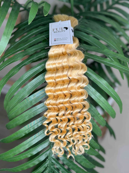 Deep wave human hair bulk for braids styling.