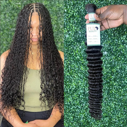 Deep wave human hair bulk for braids styling.