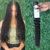 Deep wave human hair bulk for braids styling.