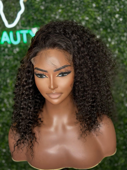 Deep wave virgin human hair wig - curly