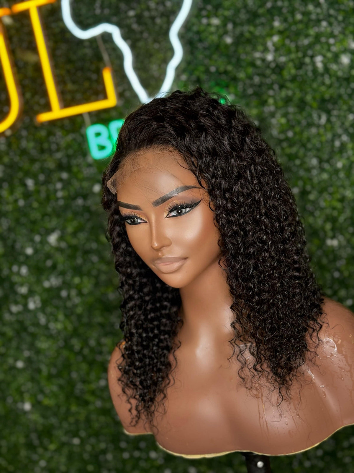 Deep wave virgin human hair wig - curly
