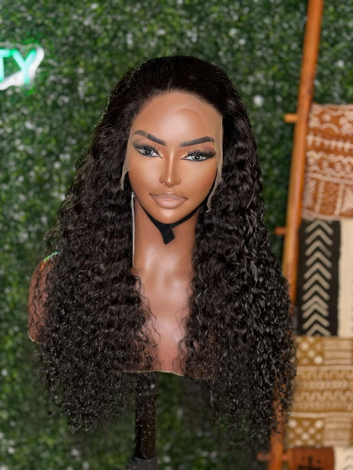 Deep wave virgin human hair wig - curly