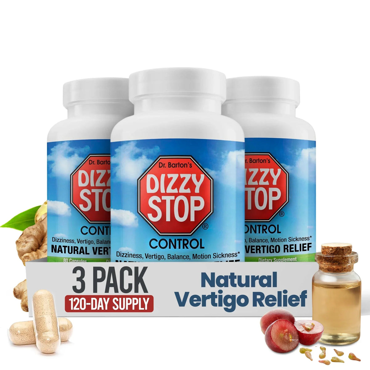Dizzy Stop by Dr. Barton's – Non-Drowsy Vertigo, Dizziness & Balance Support