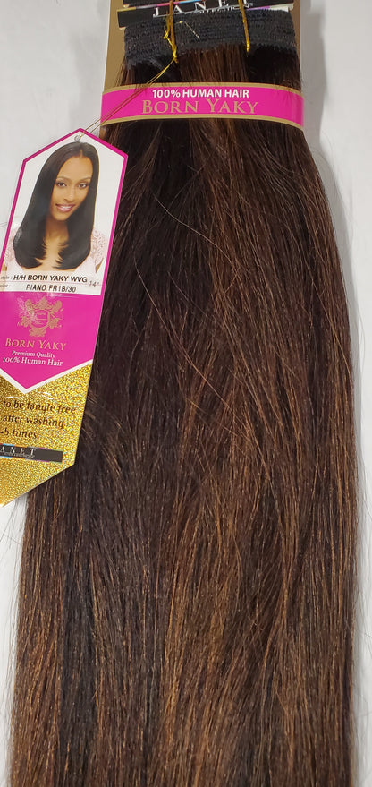 Human hair tangle-free weave born yaky; straight sew-in weft. image 1