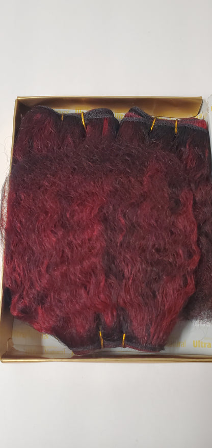 human hair tangle-free ultra natural weave wavy 3pcs  8 inch sew-in weft. image 1