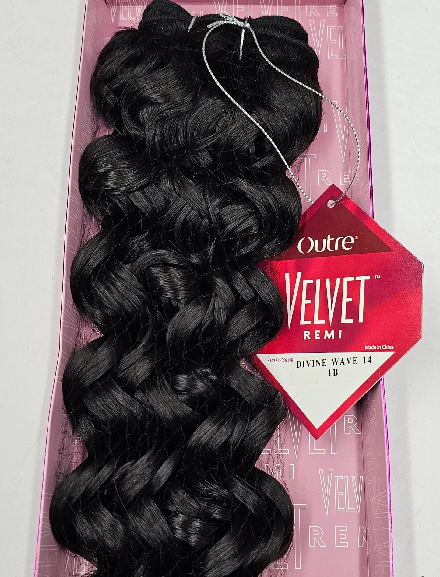 Outre velvet remi human hair weave divine wave; curly sew-in weft. image 2