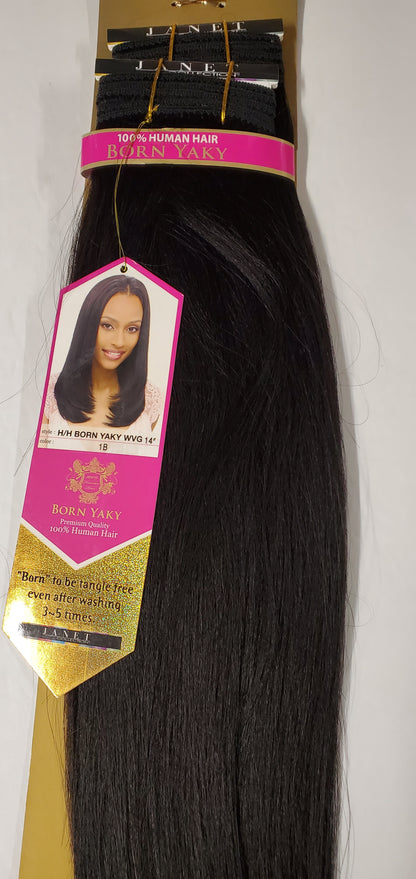 Human hair tangle-free weave born yaky; straight sew-in weft. image 5
