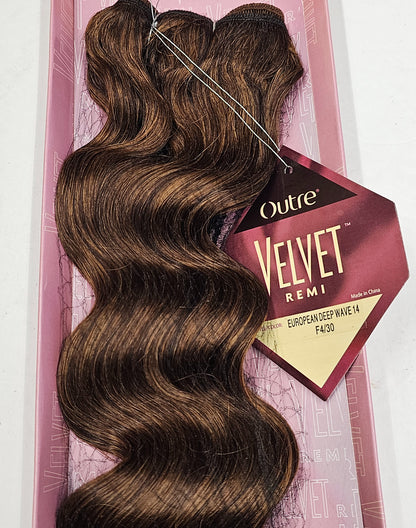 Velvet remi human hair weave Euro deep wave; curly sew-in weft. image 2