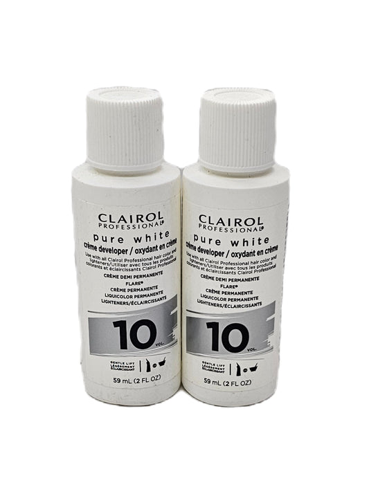 Set of 2  Clairol professional pure white creme developer 10 volume; 2fl.oz x2 image 1