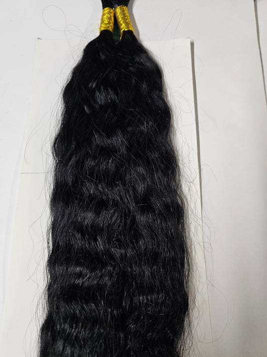 Wet and wavy tangle-free human hair and premium blend super bulk for braiding image 1