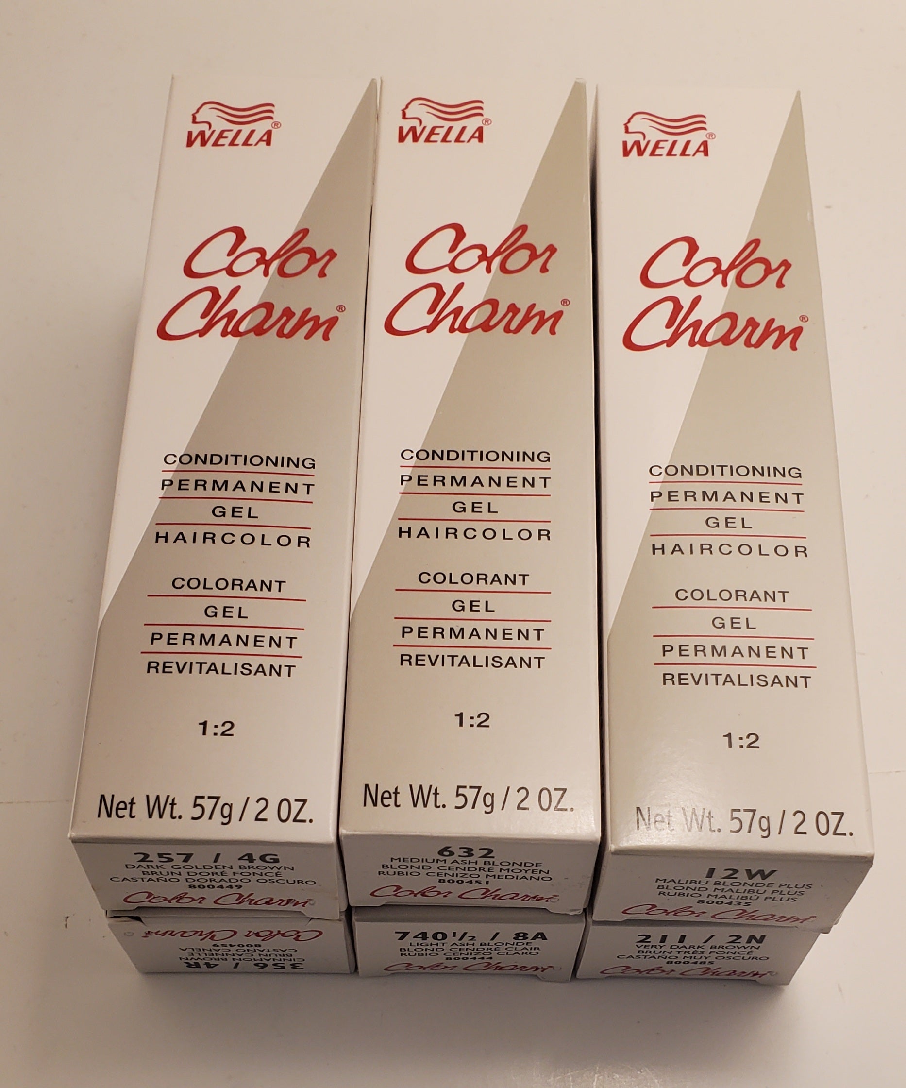 Set of 6 Wella color charm permanent gel conditioning hair color; 2oz x 6 image 0