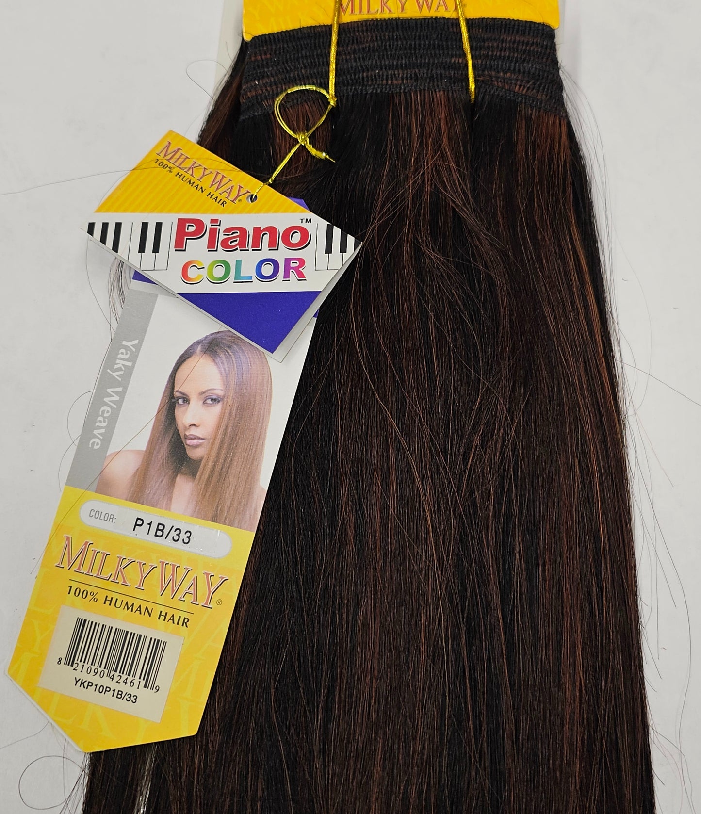 Human hair weave yaky straight for sew-in, wefts, mixed colors image 1
