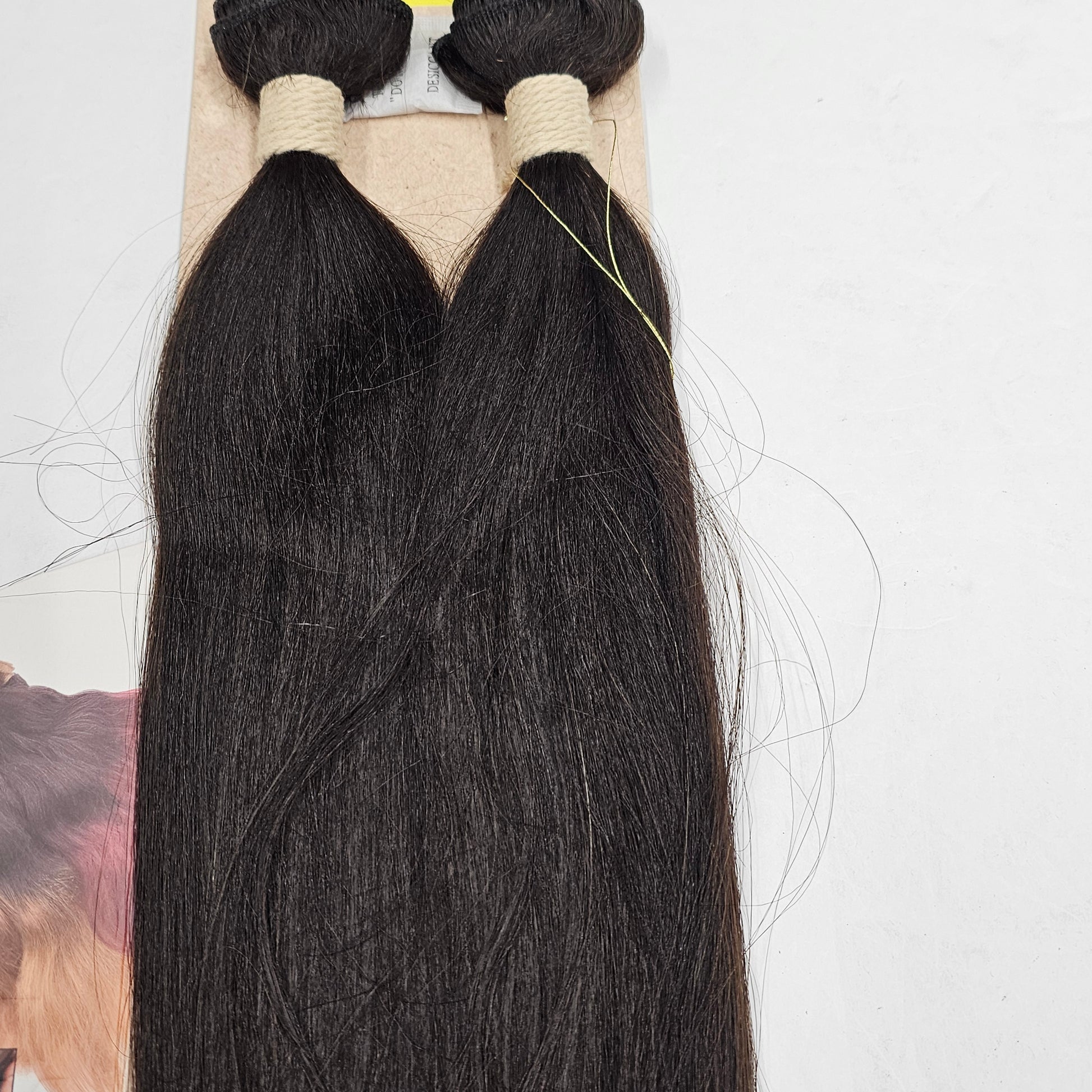 Virgin remy human hair weave; steam permed; straight; weft; sew-in image 3