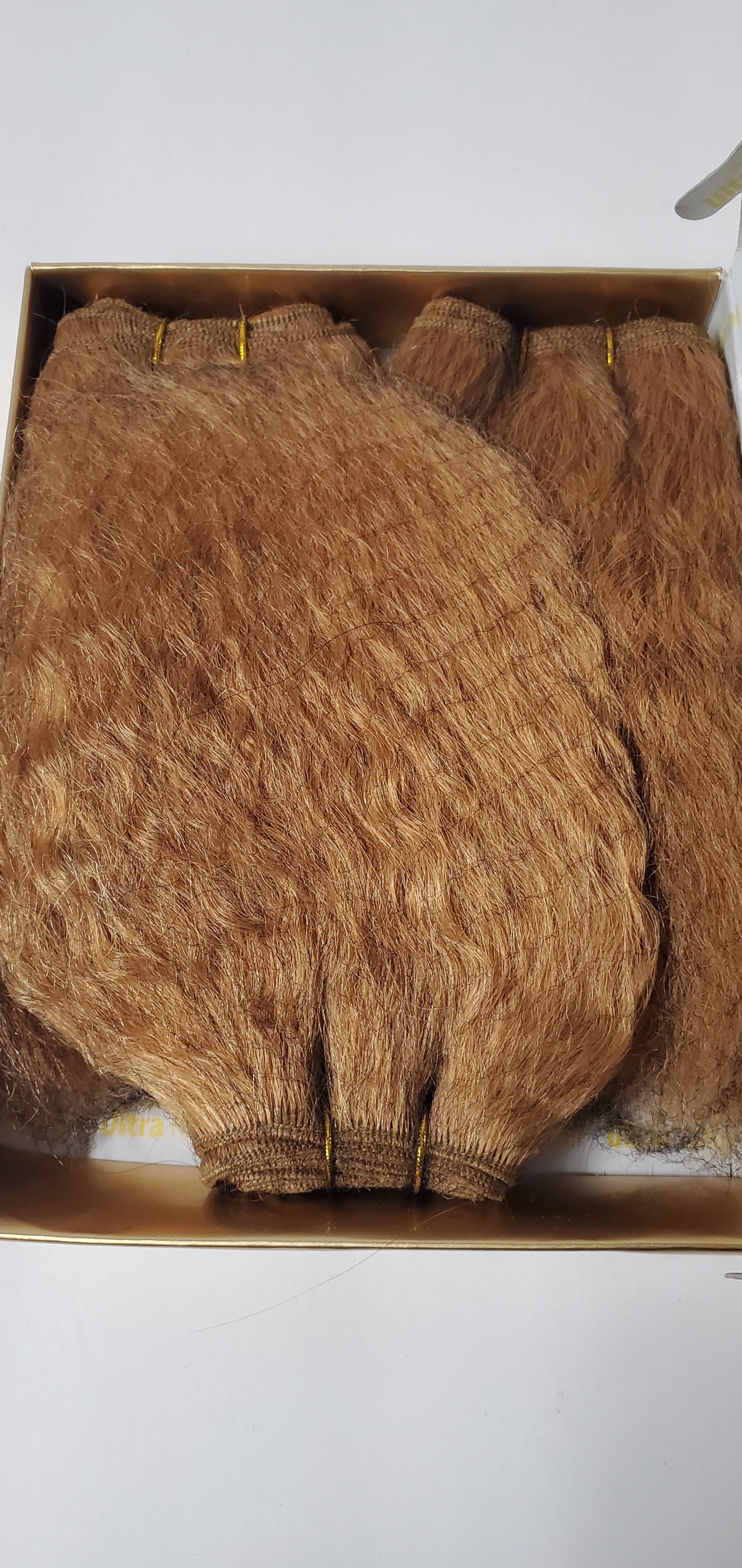 human hair tangle-free ultra natural weave wavy 3pcs  8 inch sew-in weft. image 3