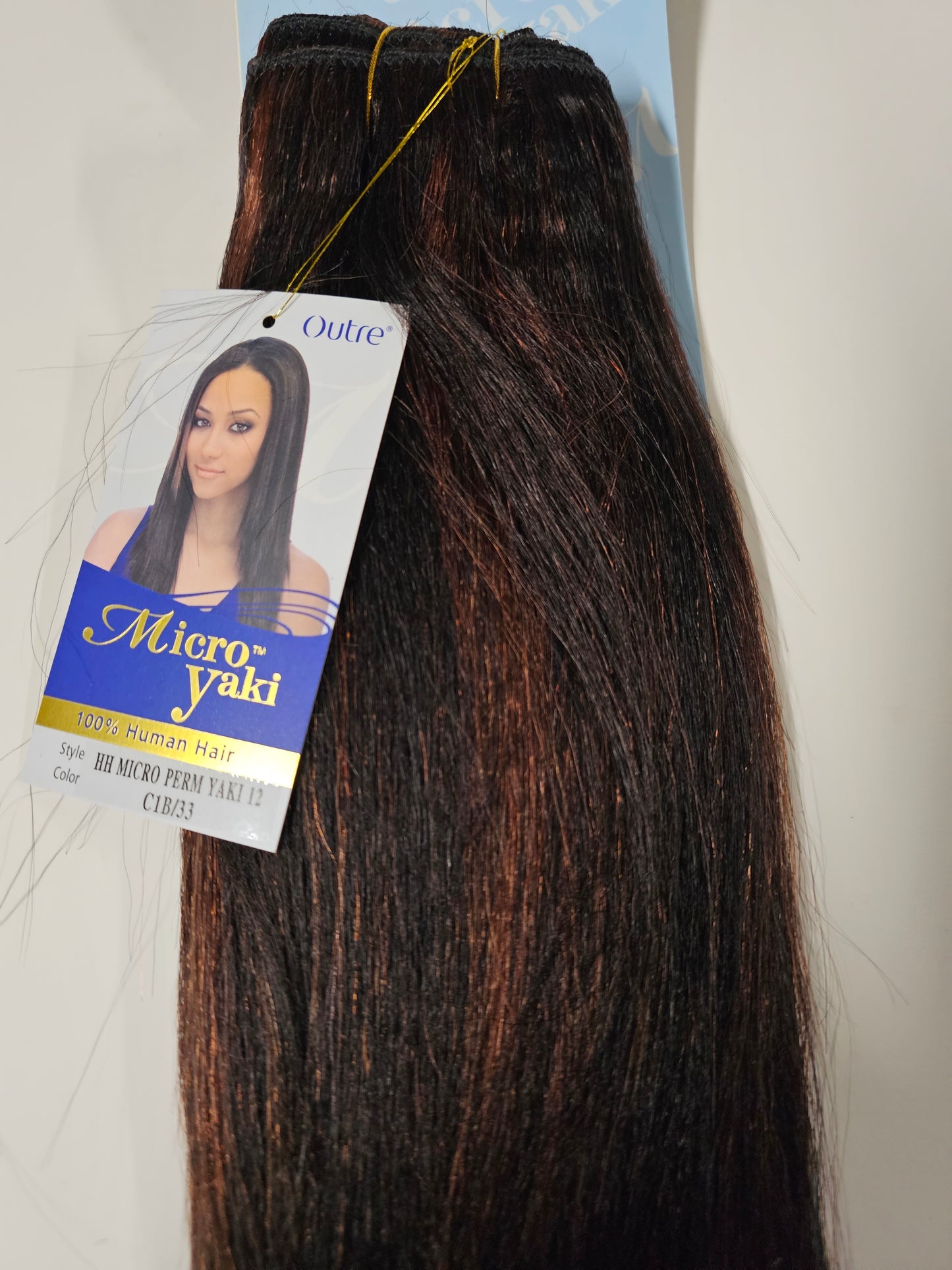 Human hair tangle-free micro perm yaki weave; straight; weft; sew-in. image 9