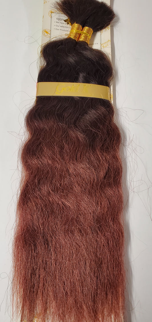 Human hair French refined super bulk tangle-free wet and wavy for braiding; OMB image 1