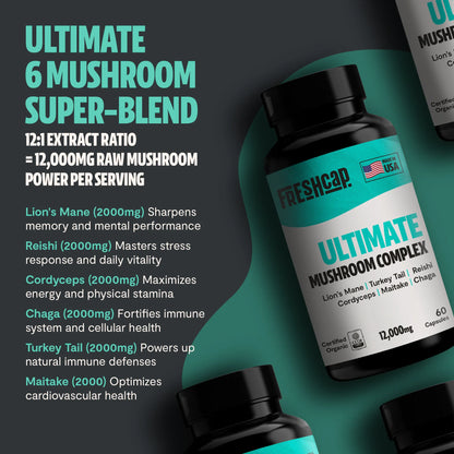 Organic Mushroom Complex Supplement Capsules