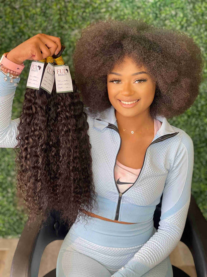 Water wave human hair bulk for braids styling - curly