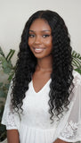 Deep wave wefted human hair bundle - curly