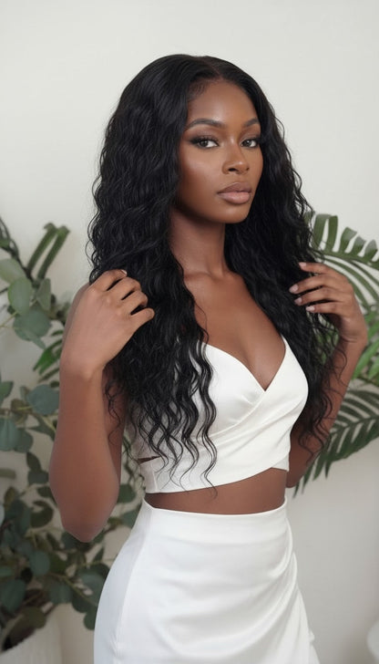Wet & Wavy wefted human hair bundle for sew-ins - wavy