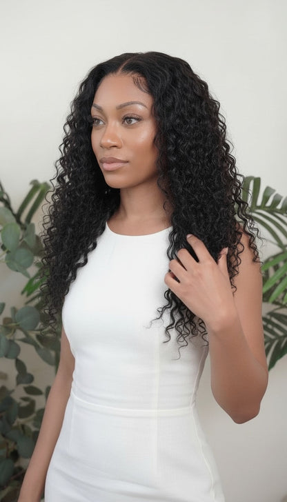 Water wave wefted bundle human hair - curly