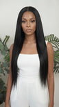 Straight wefted human hair bundle for sew-ins.