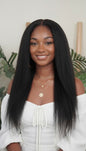 Kinky straight wefted human hair bundle for sew-ins.